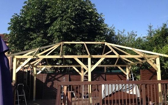 gazebo framework ready for roof to be installed