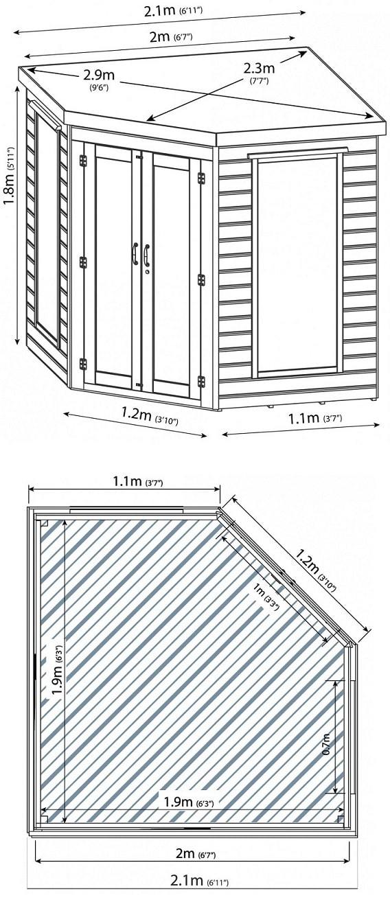 7x7 corner summerhouse drawing